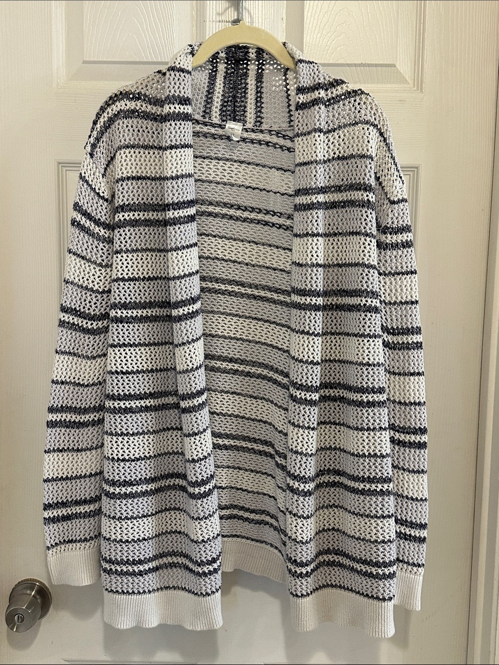 Gapbody Striped Open-Front Knit Cardigan